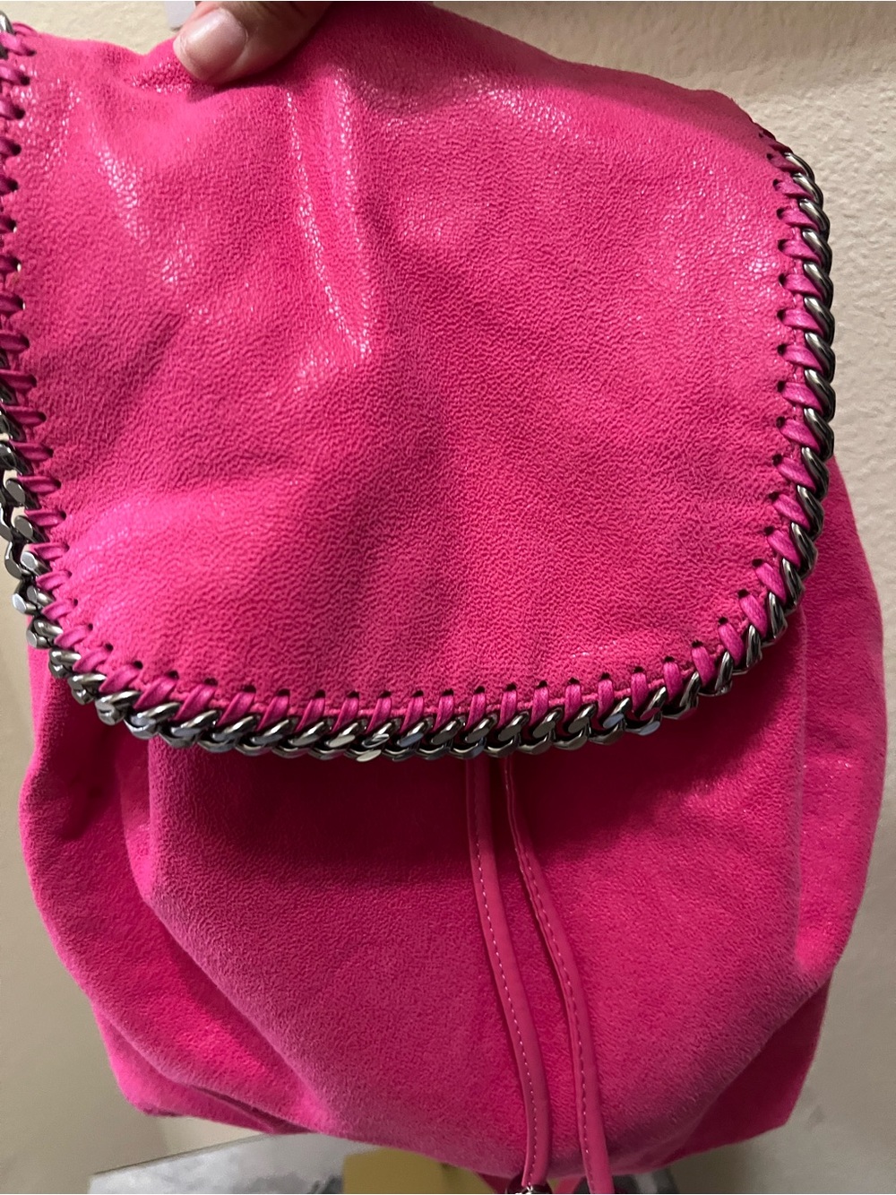 Stella McCartney Vibrant Hot Pink Chain-Trim Backpack - Picture 2 of 14